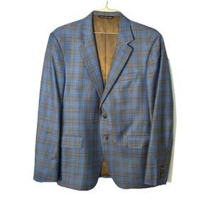 Coppley 1883 Gibson Wool Sport Coat Brown /Blue Plaid Blazer Mens 44 R